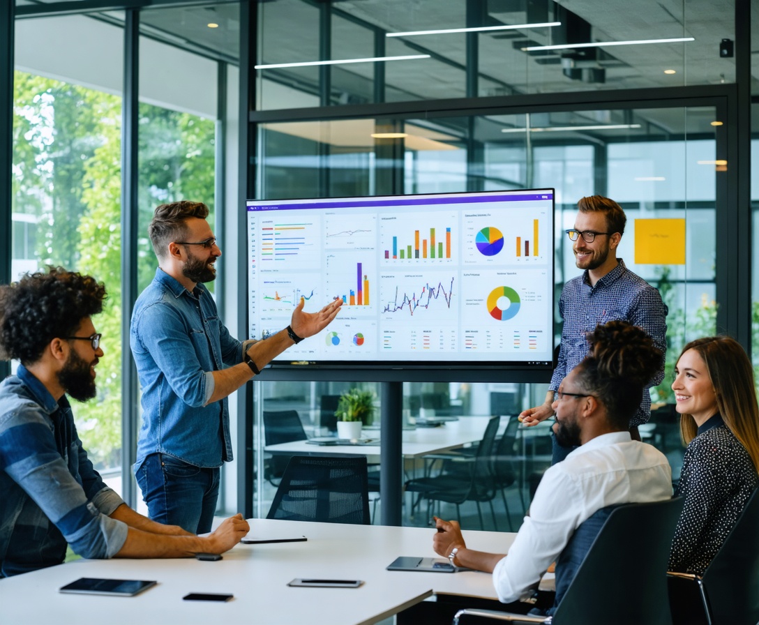 Team von Experten in einem modernen Büro am Leipziger Platz Berlin